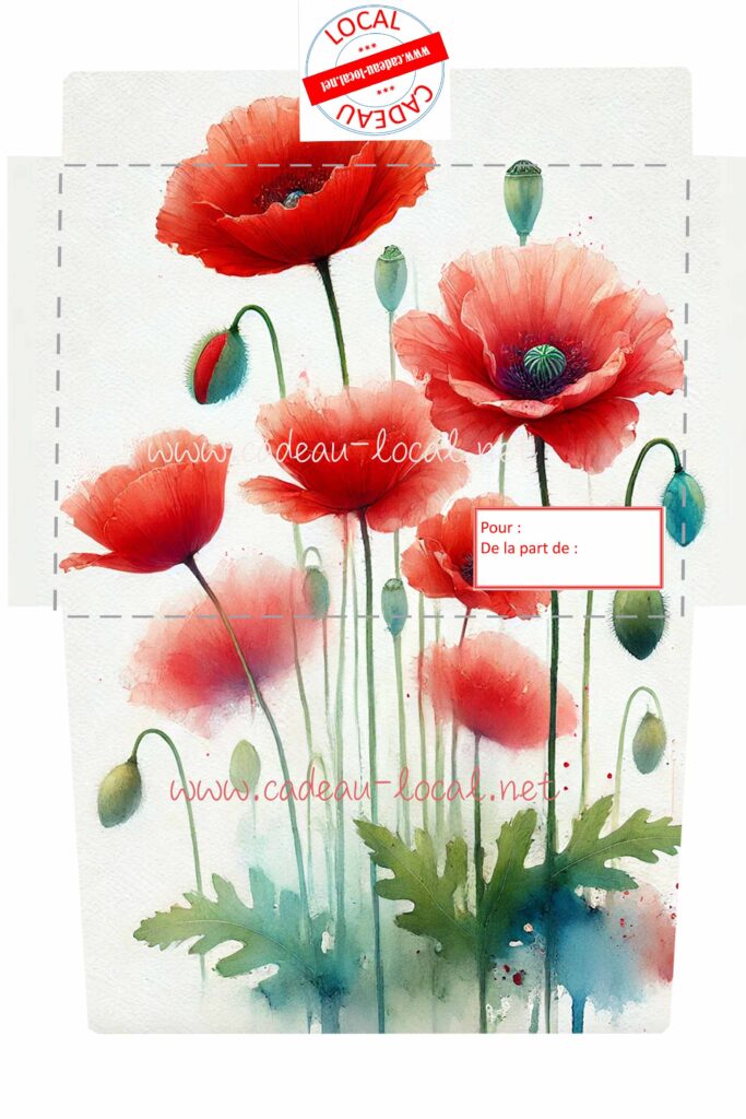 Enveloppe aquarelle coquelicots gratuite